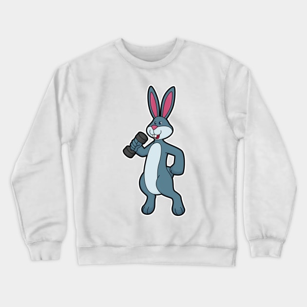 Rabbit at Strength training with Dumbbell Crewneck Sweatshirt by Markus Schnabel